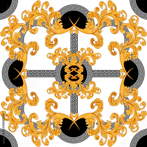 baroque with circle greek design seamless pattern photo