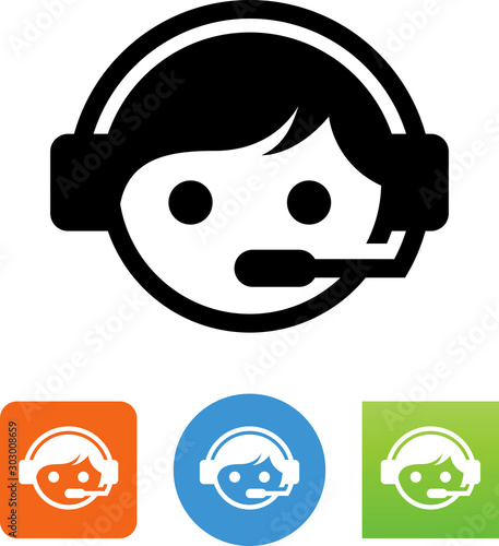 Valokuva Assistance Call Center Service Rep Male Icon