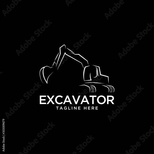 Excavator  symbol logo design vector template.Construction icon company