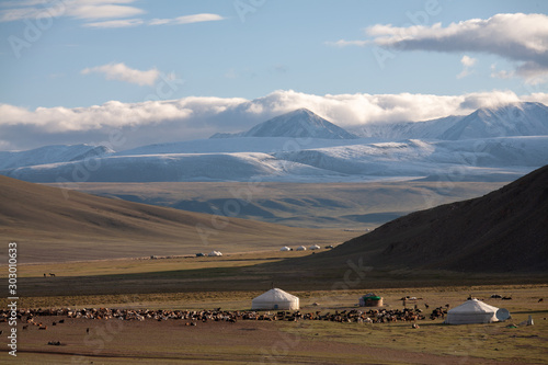 Nomad yurt in the mountain valley of Central Asia