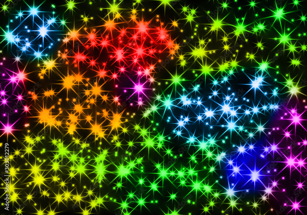 Abstract stars background. Colorful stars on the black background. Abstract stars background. Colorful stars on the black background.