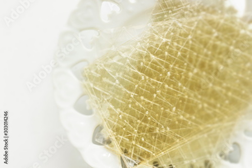 Tableau sur toile Food ingredient, multiple gelatin sheets on dish