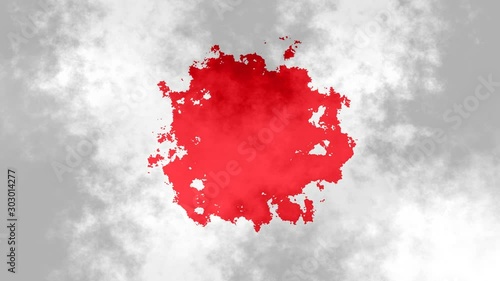 animated background seamless loop video full HD japanese flag with stained effect - symbol of japan