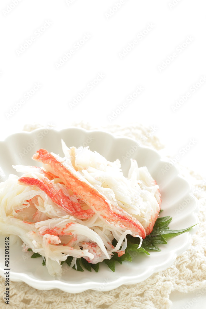 Japanese food, steamed crabs meat Japanese food, steamed crabs meat