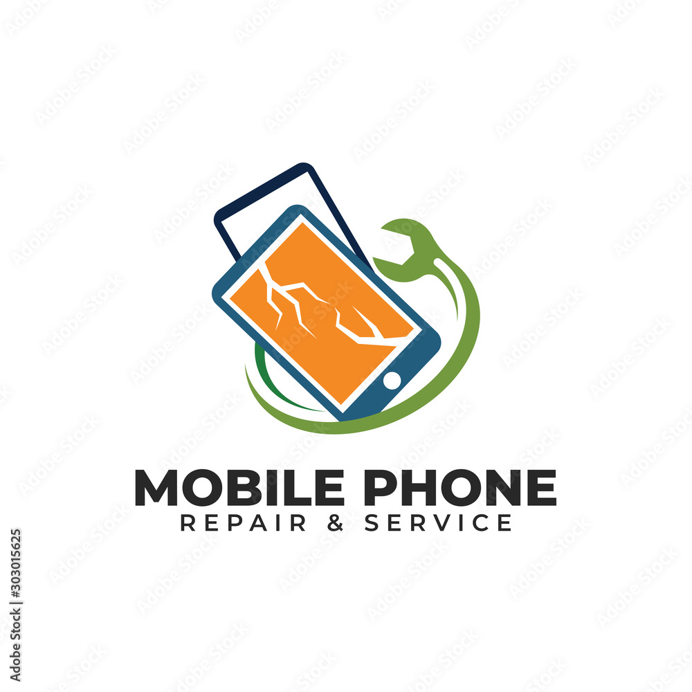 Mobile Phone Repair & Service with Wrench Logo Vector Icon Illustration ...