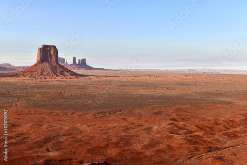 The Red rock desert landscape of Monument Valley, Navajo Tribal Park in the southwest USA in Arizona and Utah, America © nyker