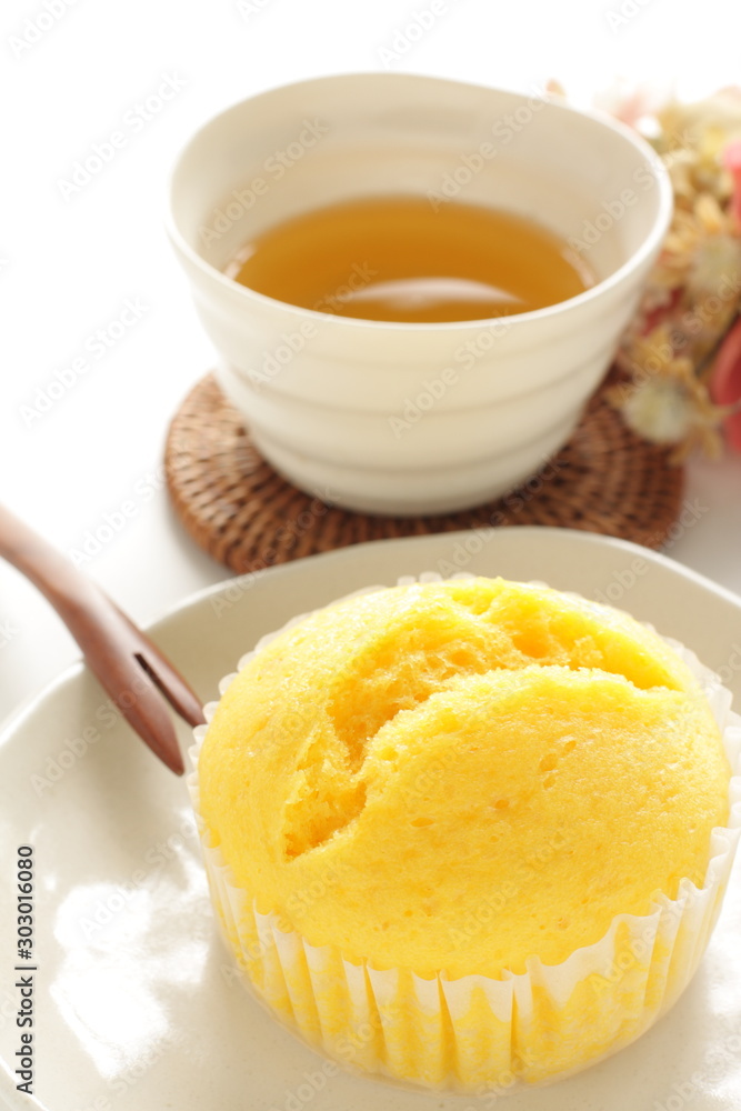 yellow steamed bun on dish for lemon cake image yellow steamed bun on dish for lemon cake image