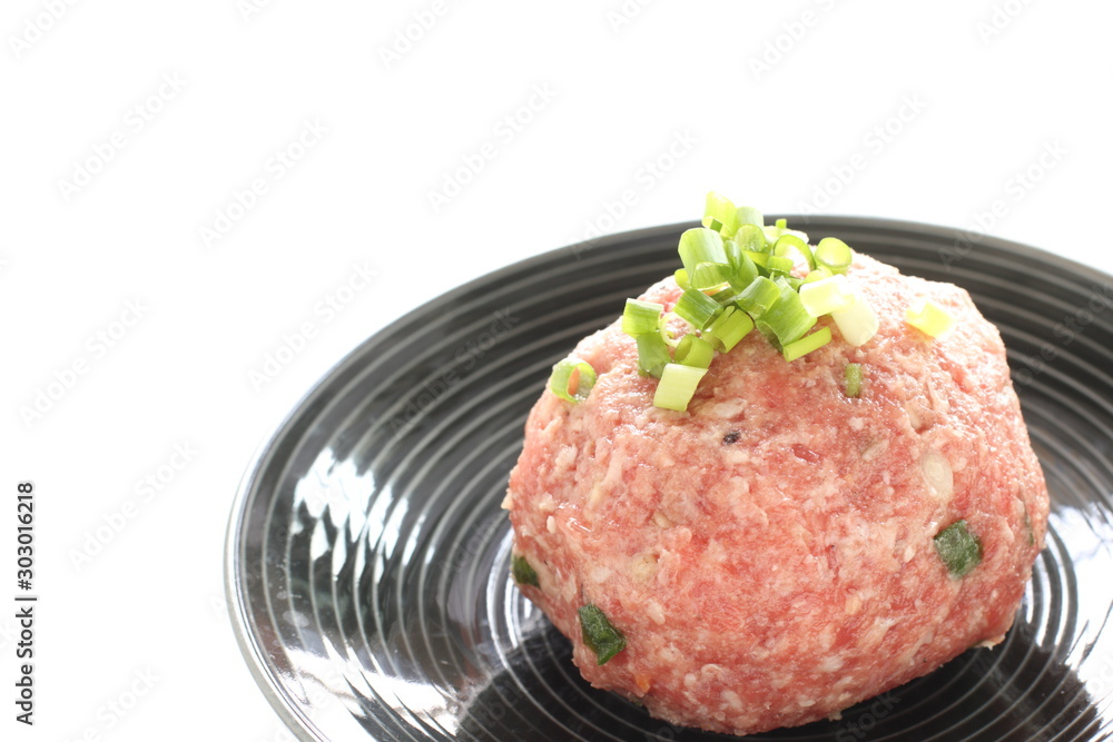 Mince pork and green onion for cooking image Mince pork and green onion for cooking image