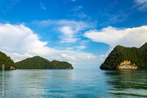 Islands in the area of Tanjung Rhu or Tanjong Rhu beach on Langkawi island, Andaman Sea, state of Kedah, Malaysia. photo