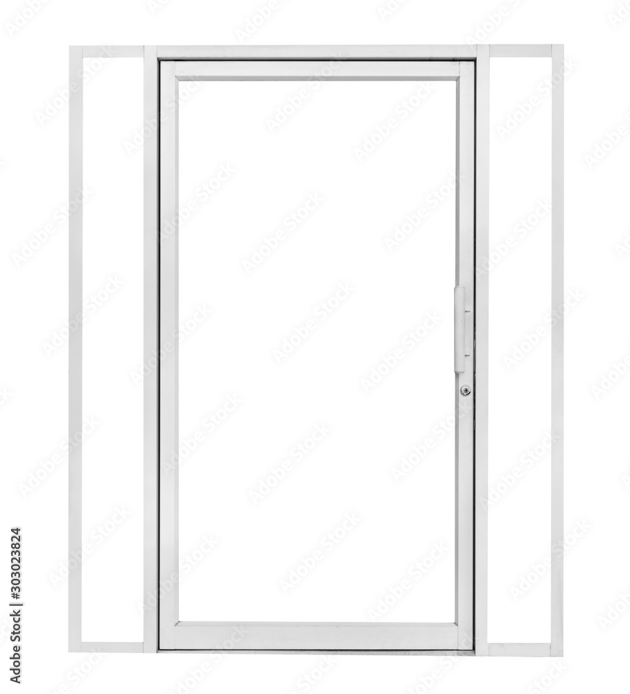white aluminium door isolated on white background ,include clipping path