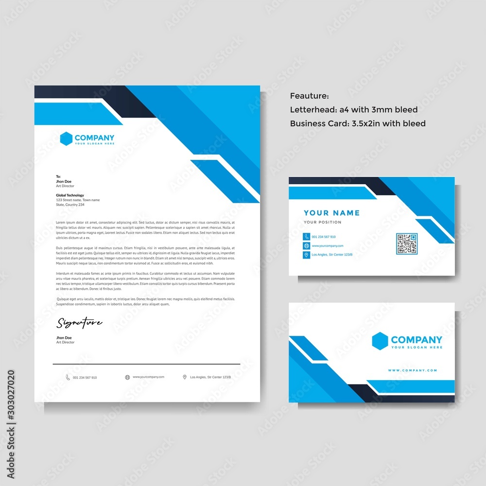 Professional creative letterhead and business card vector template Professional creative letterhead and business card vector template