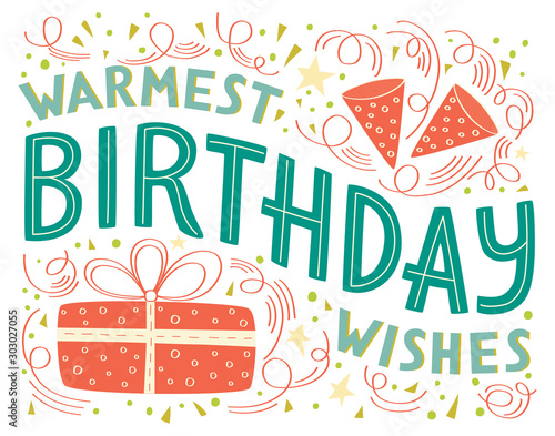 Photography Happy Birthday hand lettering message suitable for greeting card, print, web, bi