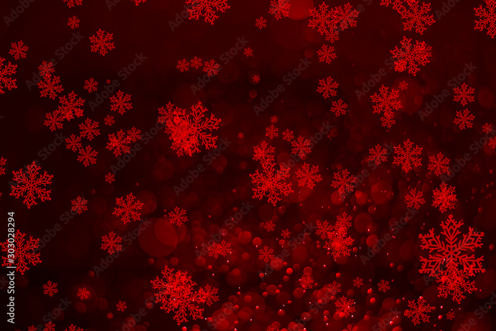Red snow bokeh background, For important festivals, Illustration design.