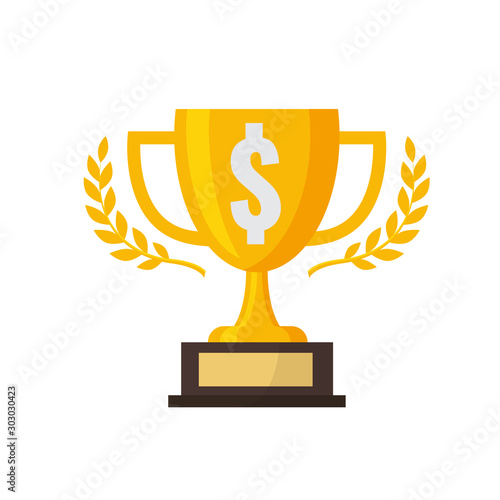 Gold trophy with silver dollar sign,vector illustration