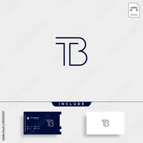Letter TB BT T B Logo Design Simple Vector