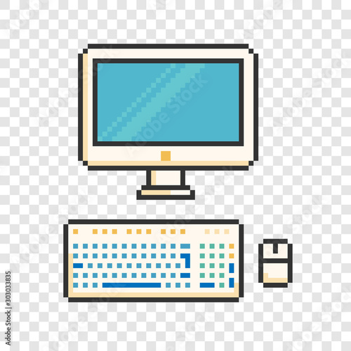 computer appliance. pixel flat vector illustration icon