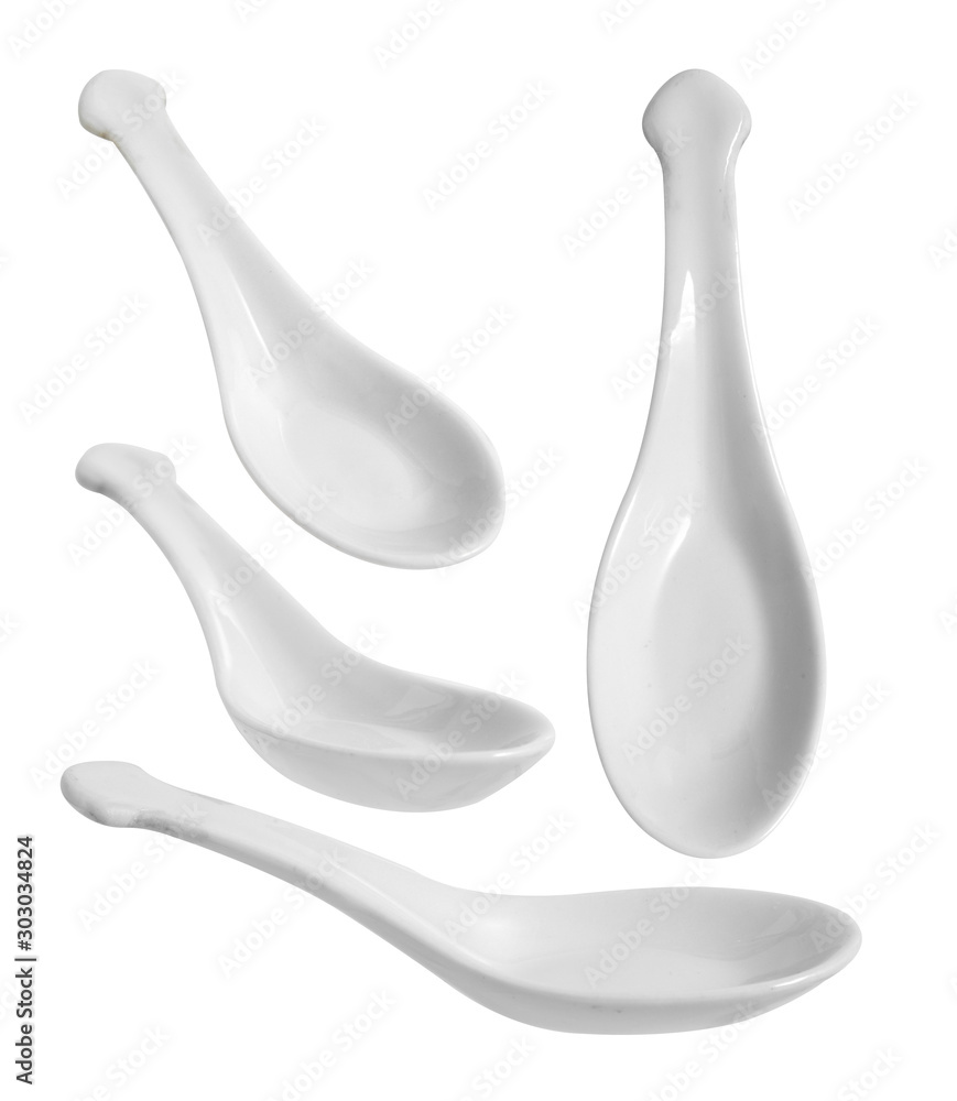 group of ceramic spoon for Japanese food isolated on white background, vintage Japanese spoon group of ceramic spoon for Japanese food isolated on white background, vintage Japanese spoon