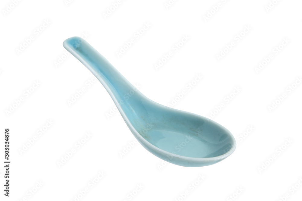 ceramic spoon for Japanese food isolated on white background, vintage Japanese spoon ceramic spoon for Japanese food isolated on white background, vintage Japanese spoon