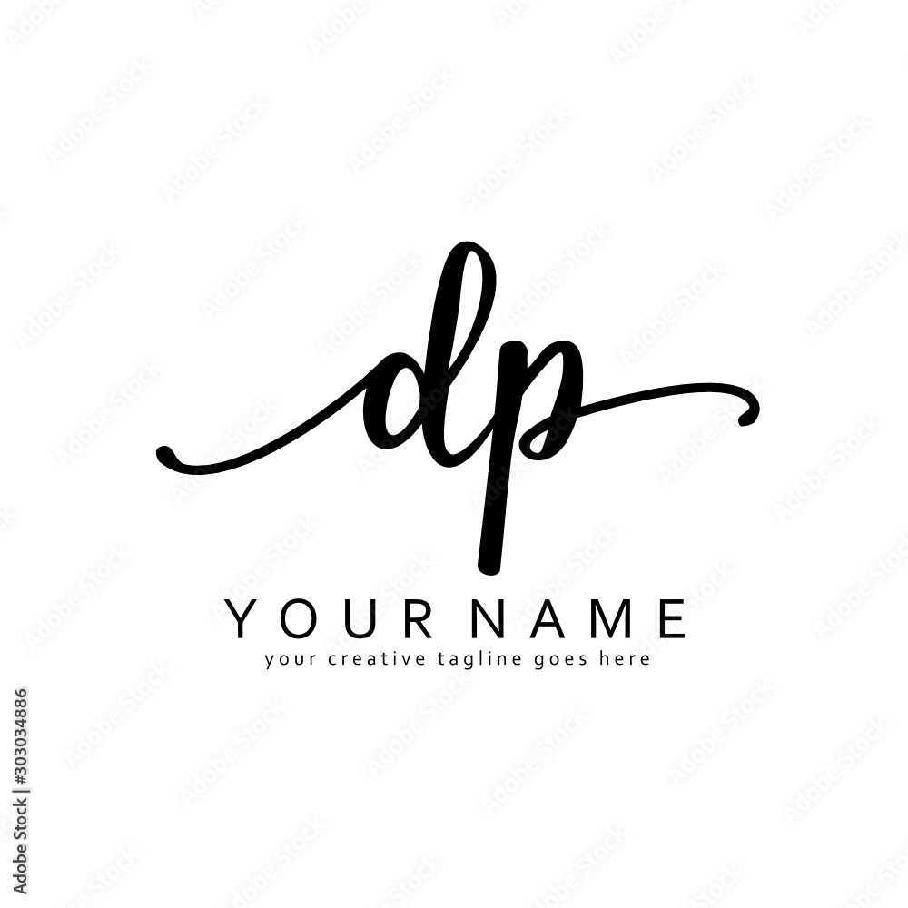 Handwriting D P DP initial logo template vector Handwriting D P DP initial logo template vector