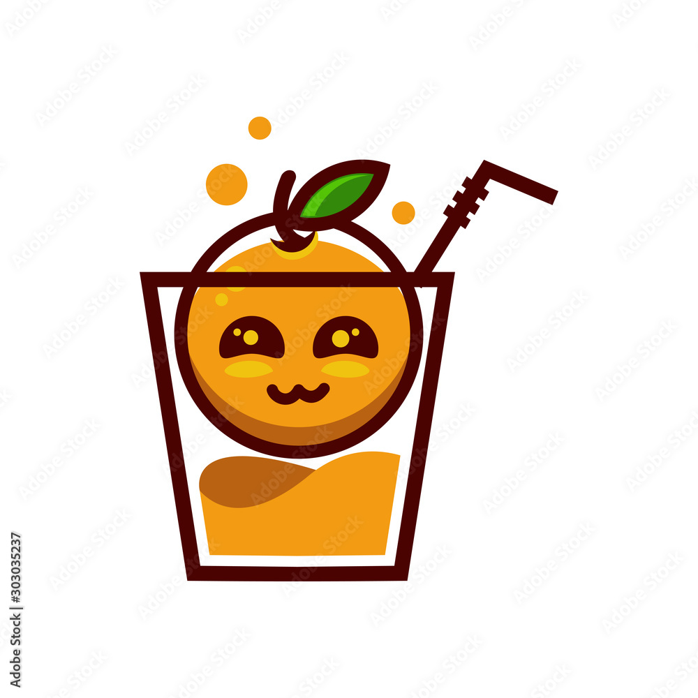 Expression Orange Mascot Character cartoon design with juice Expression Orange Mascot Character cartoon design with juice