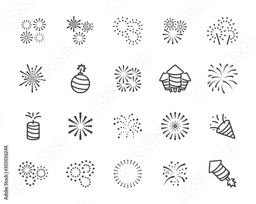 set of firework icons, celebration, festival, chinese firework, Happy New Year