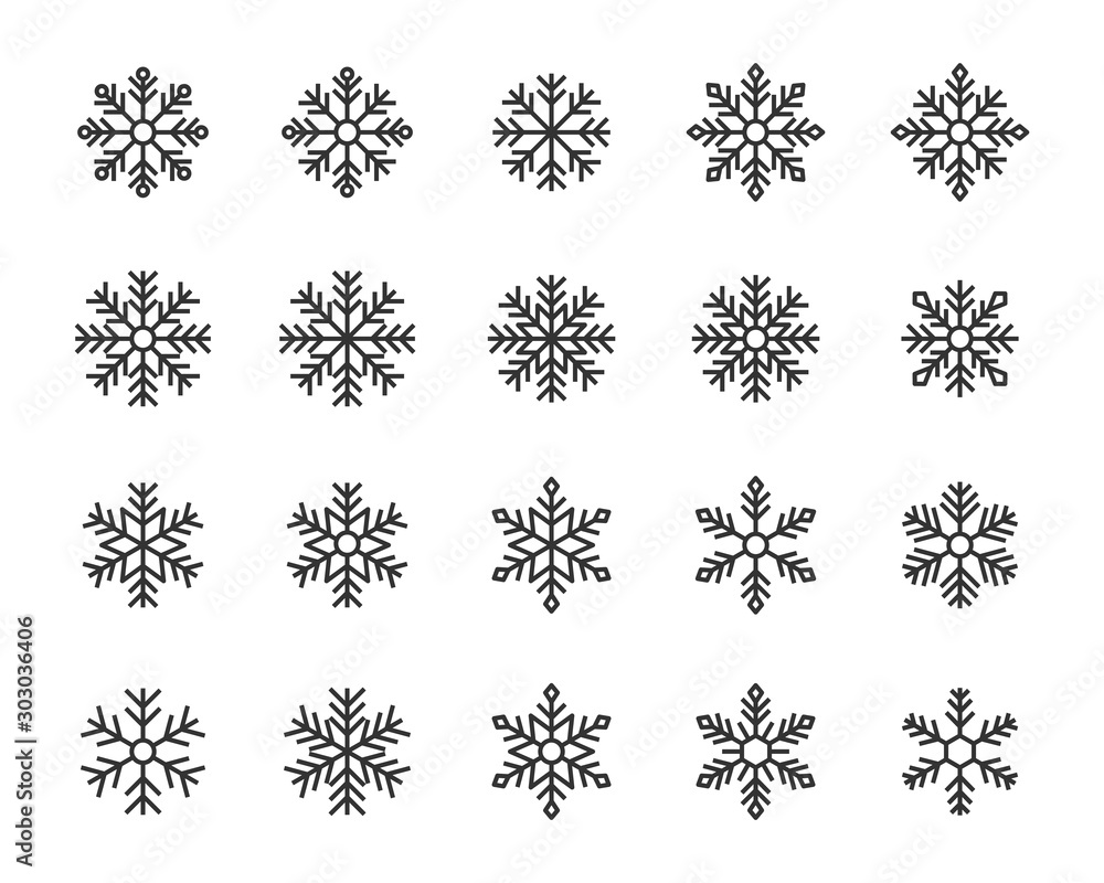 set of snow icons, snowflake, winter, christmas, ice, cold - obrazy, fototapety, plakaty 