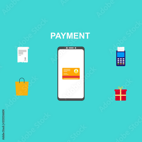 payment using a smartphone, Mobile payment, online banking.electronic payment notification with digital receipt