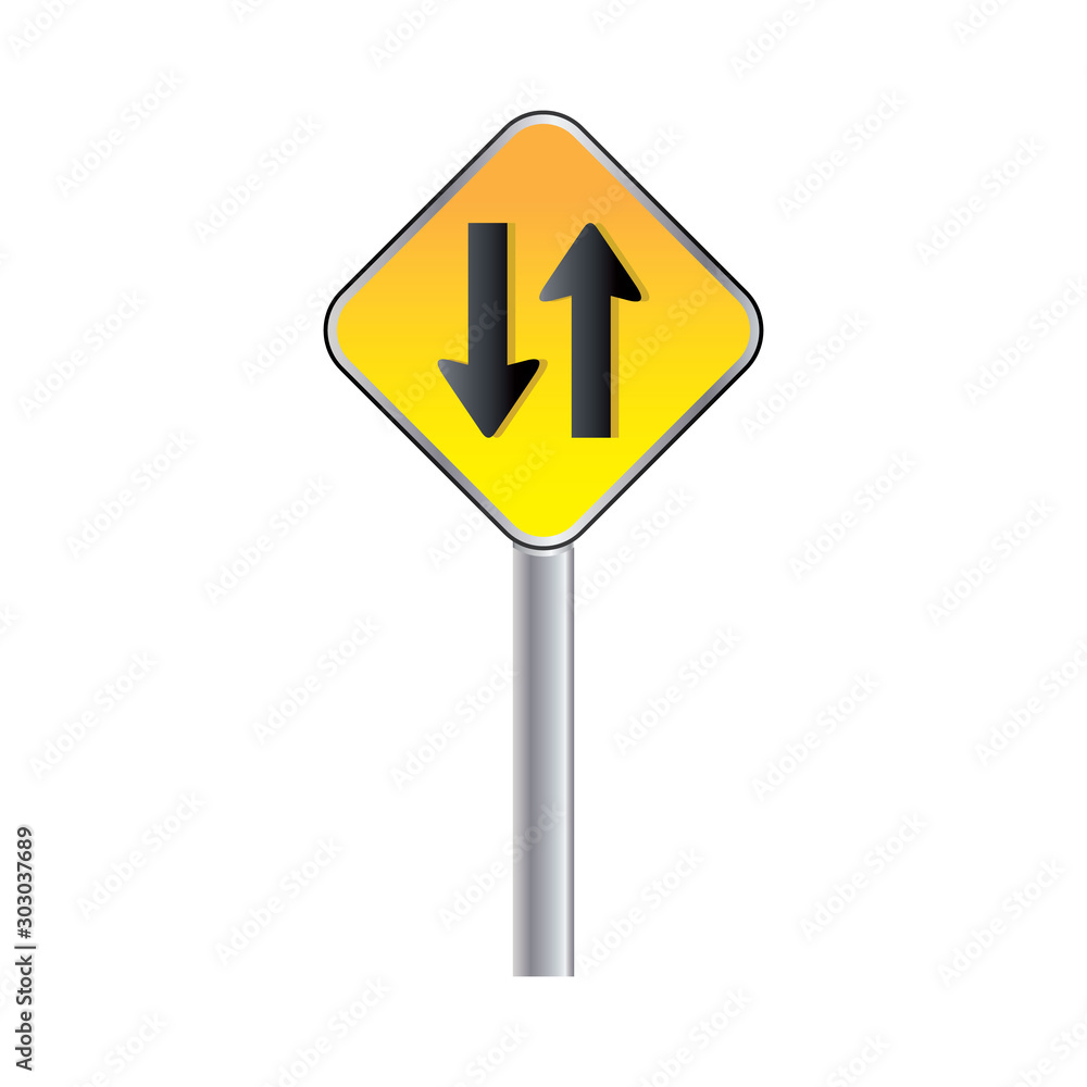 Blank traffic road sign, empty street signs, yellow isolated on white background, vector illustration. Blank traffic road sign, empty street signs, yellow isolated on white background, vector illustration.