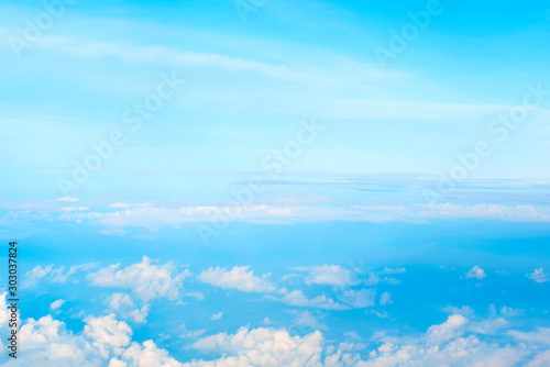 landscape look down from the airplane look see the sky and cloud beautiful beautiful in the morning appropriate the background , idea copy space