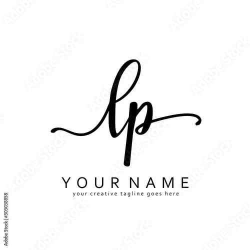 Handwriting L P LP initial logo template vector