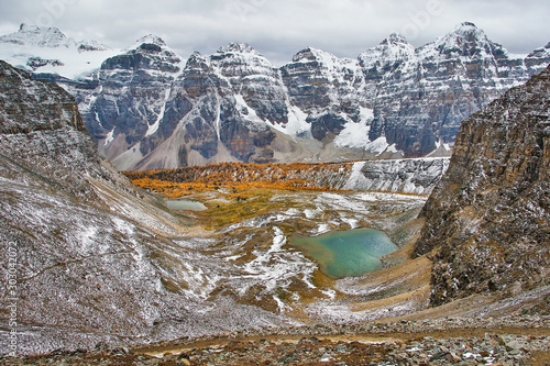 Minnestimma lake in Larch valley in Lake Louise, Canada photo