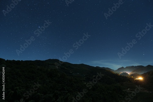 night sky over mountains