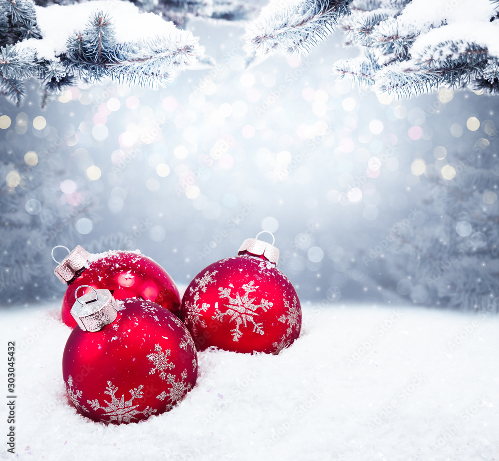 Beautiful christmas balls on the red background Beautiful christmas balls on the red background