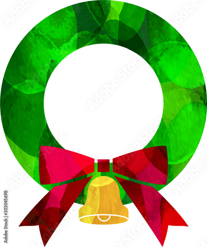イラスト_クリスマスリース_ベクター_切り絵風