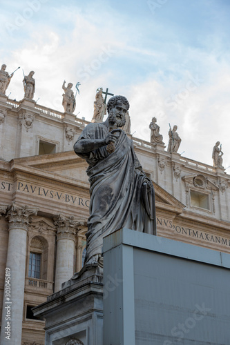 Statue of St. Peter in front of St. Peter's Basilica in Vatican.