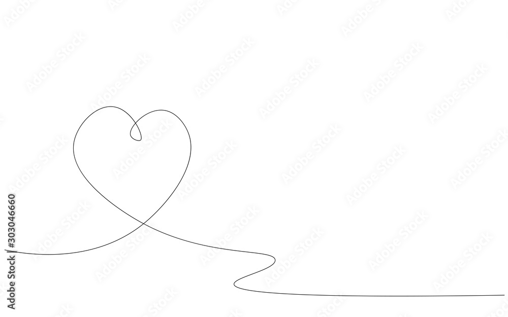 Valentines day banner line drawing. Vector illustration