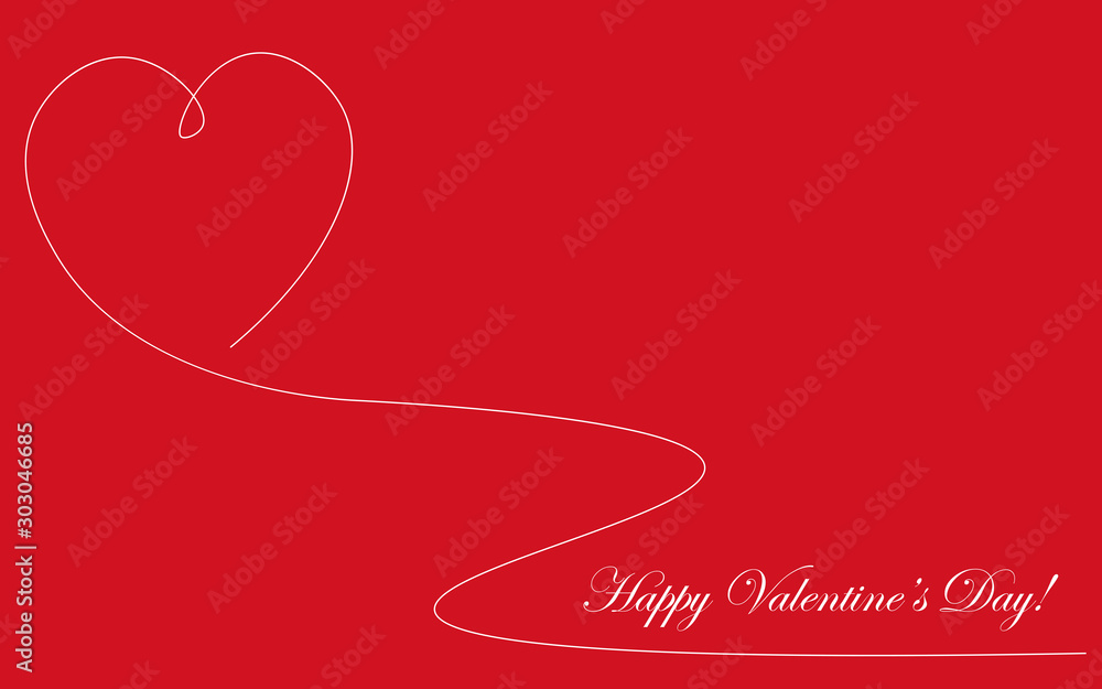 Valentines day background card, line drawing. Vector illustration