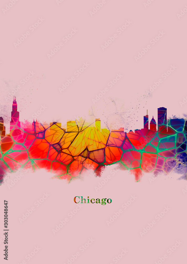 Obraz premium Abstract colorful cityscape artwork. Colorful Chicago background