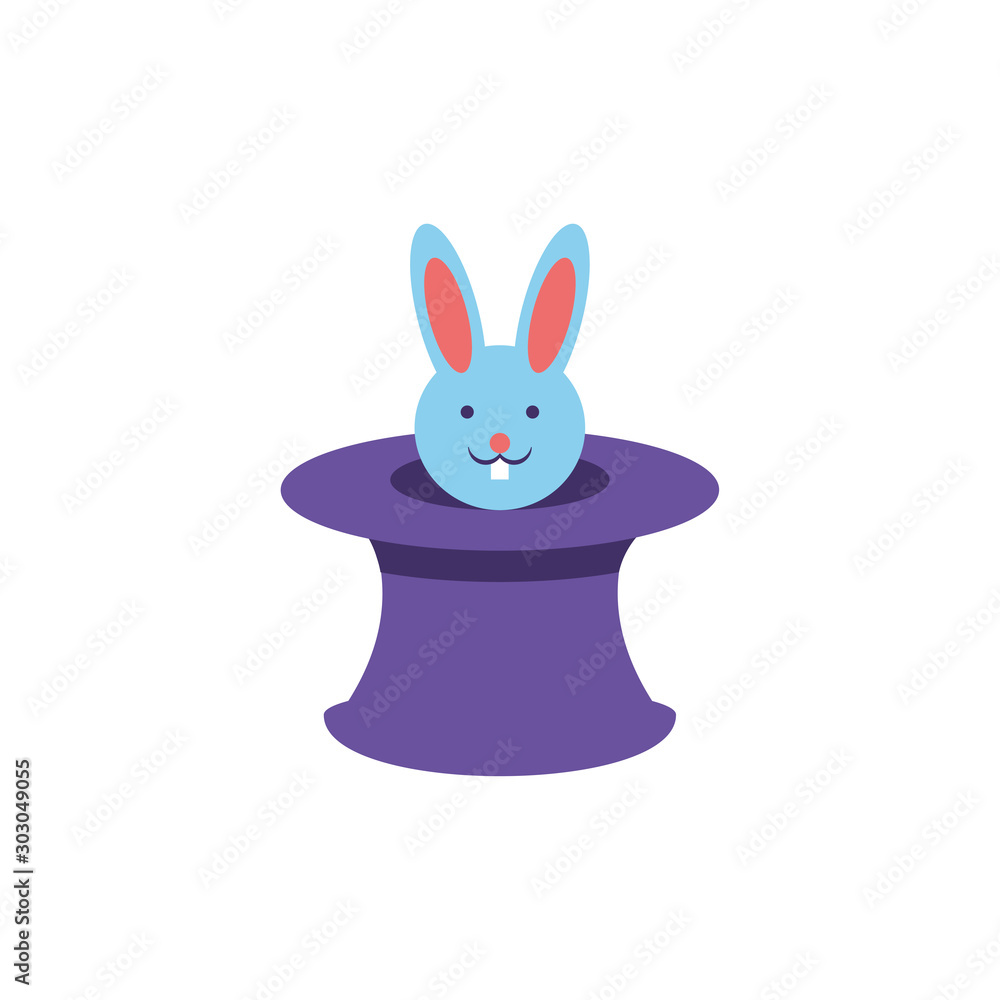 wizard hat with cute rabbit on white background wizard hat with cute rabbit on white background