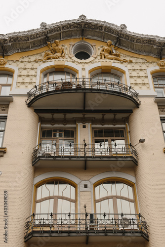 the facade of the building in art Nouveau