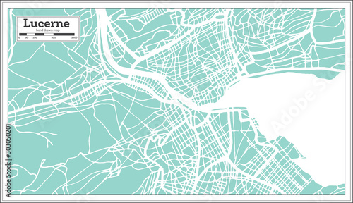 Obraz na płótnie Lucerne Switzerland City Map in Retro Style. Outline Map.