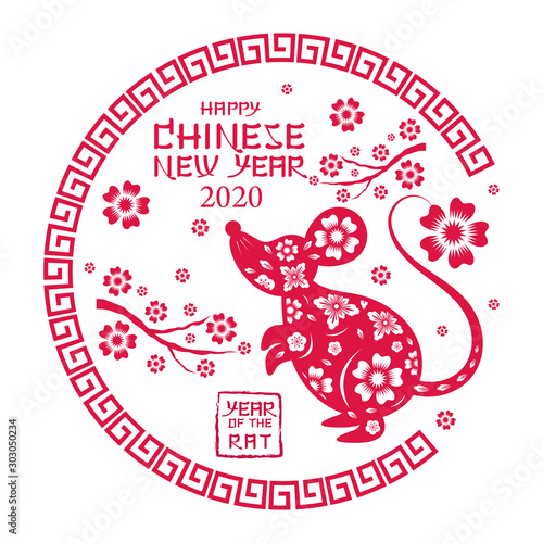 Chinese New Year 2020 Year of the Rat, Paper Cutting Symbol