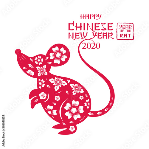 Chinese New Year 2020 Year of the Rat, Paper Cutting Symbol