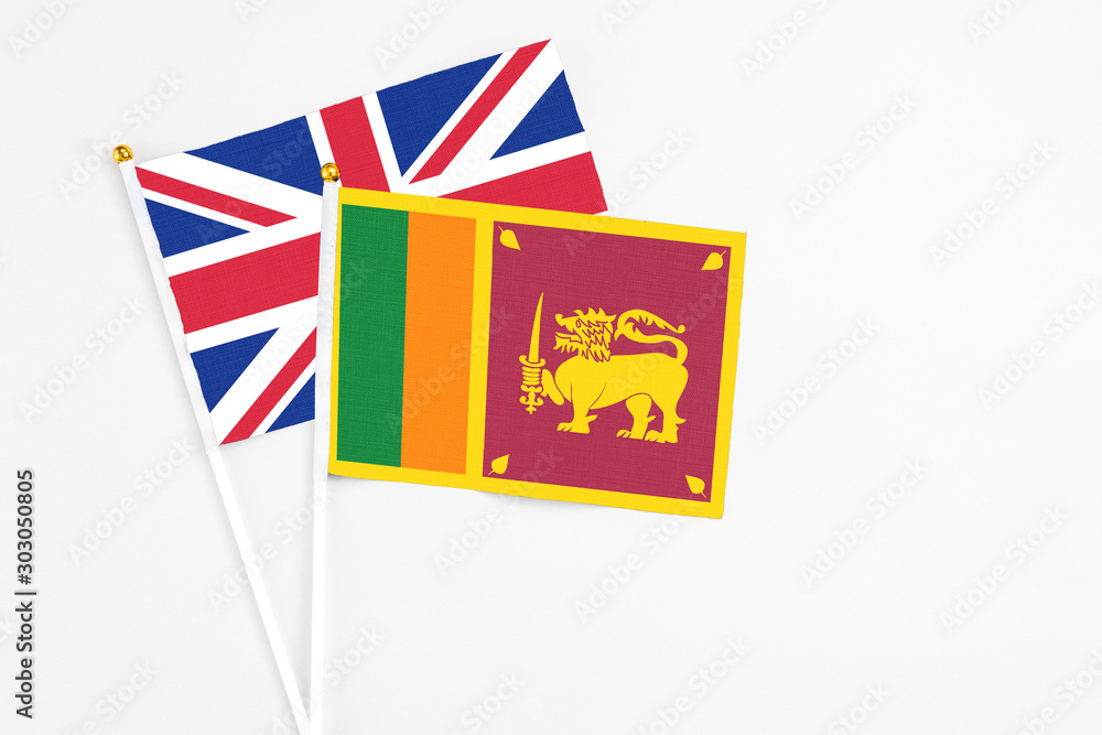 Sri Lanka and United Kingdom stick flags on white background. High quality  fabric, miniature national flag. Peaceful global  floor for  copy space. Stock Photo | Adobe Stock