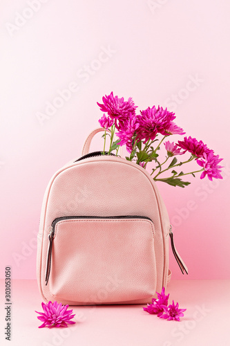 Beautiful girls bag with flowers. Female urban fashion, shopping, gfit ideas, spring and summer style