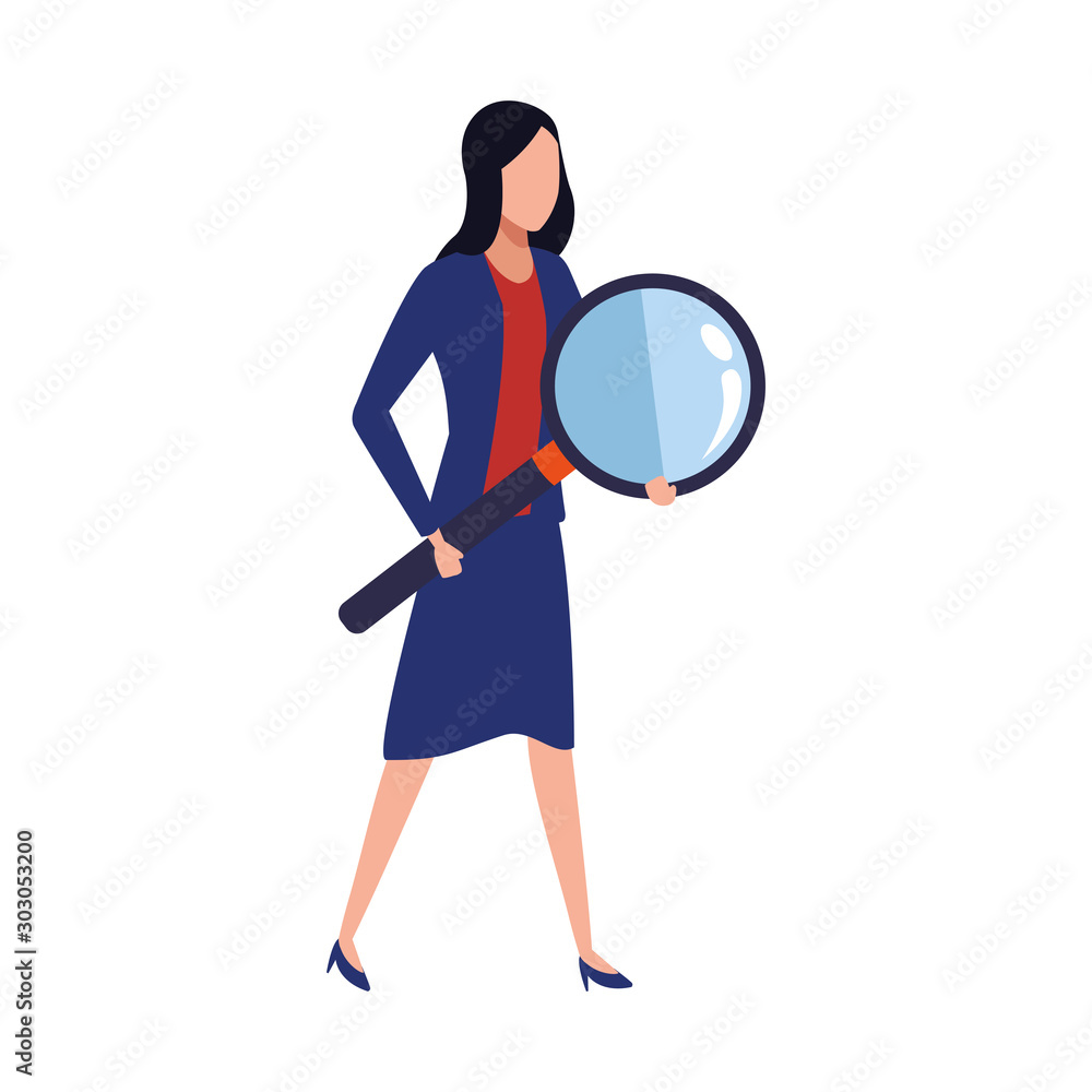 avatar businesswoman holding a big magnifying glass avatar businesswoman holding a big magnifying glass