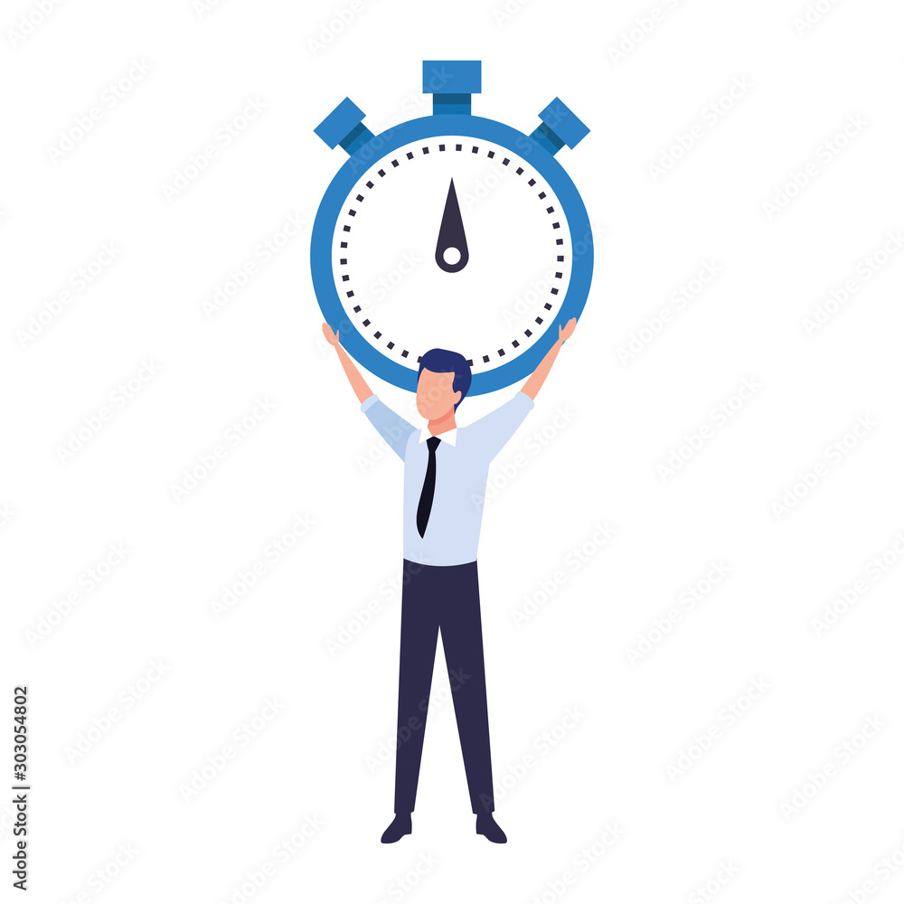 avatar businessman holding up a chronometer icon avatar businessman holding up a chronometer icon