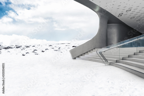 Plateau snow mountain road platform