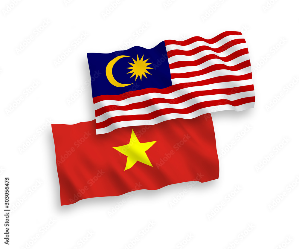Flags of Vietnam and Malaysia on a white background Flags of Vietnam and Malaysia on a white background