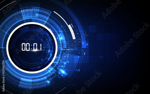 Abstract Futuristic Technology Background with Digital number timer concept and countdown, vector transparent